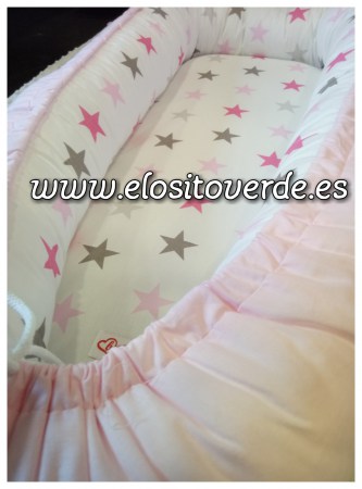 Nido colecho moisés bebé reversible Estrellas Rosa (3)